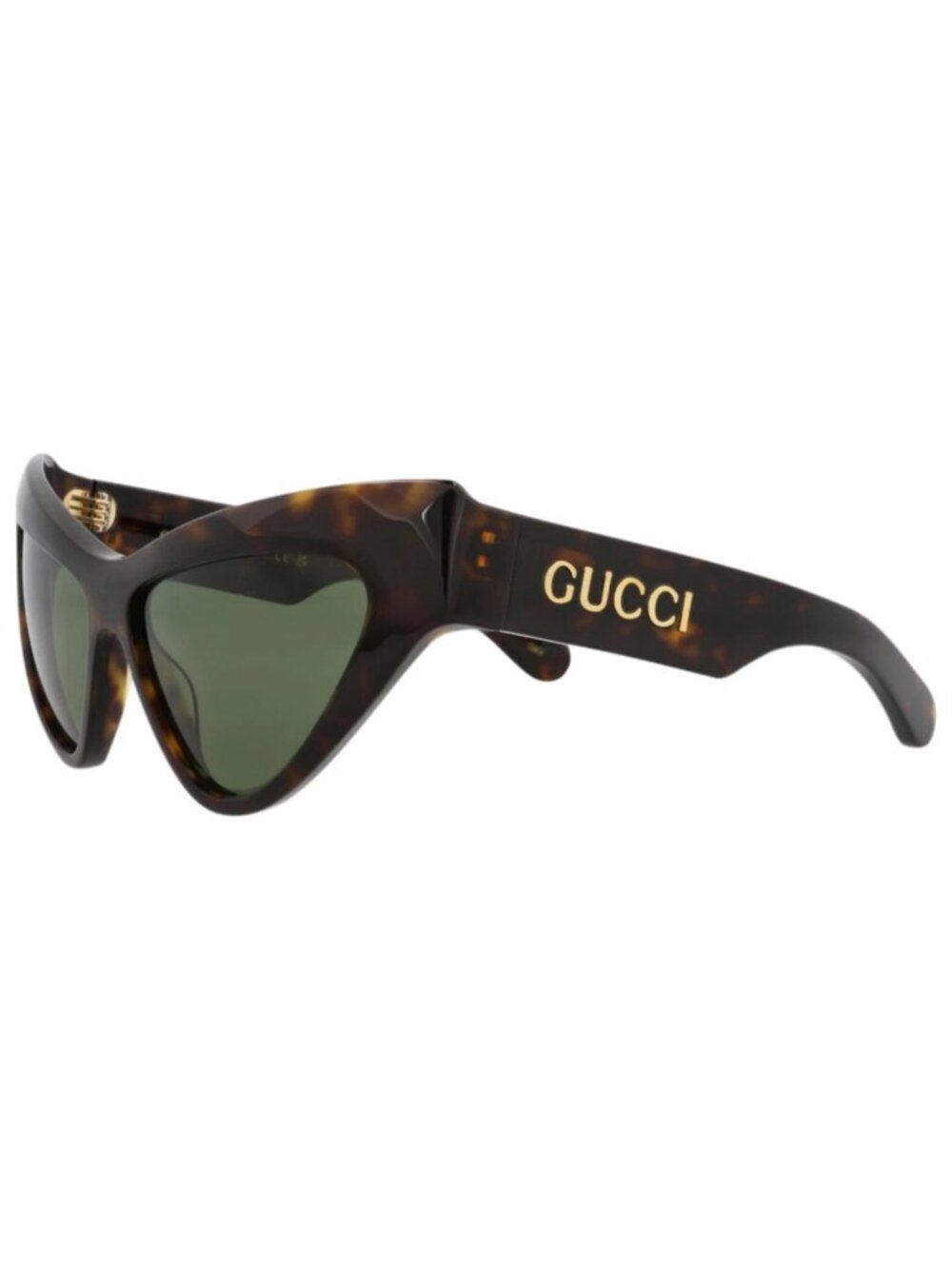 New Gucci Women's Sunglasses Cat Eye Recycled Acetate Frame Havana Havana Green